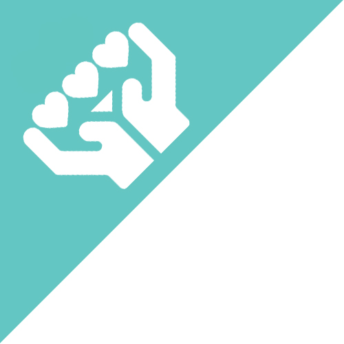 Digital image of hearts and hands in turquoise